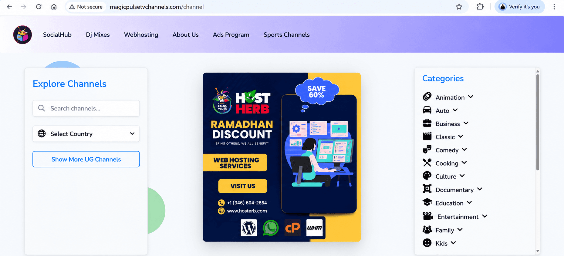 Magic Pulse TV website preview